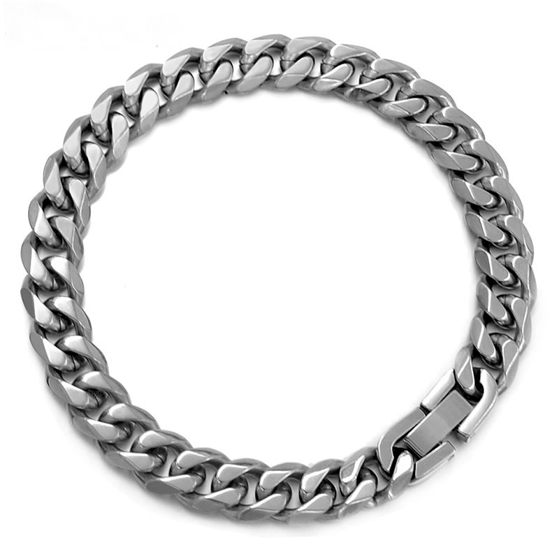9/10/13MM Stainless Steel Silver Cuban Link Chain Men Bracelet-VESSFUL