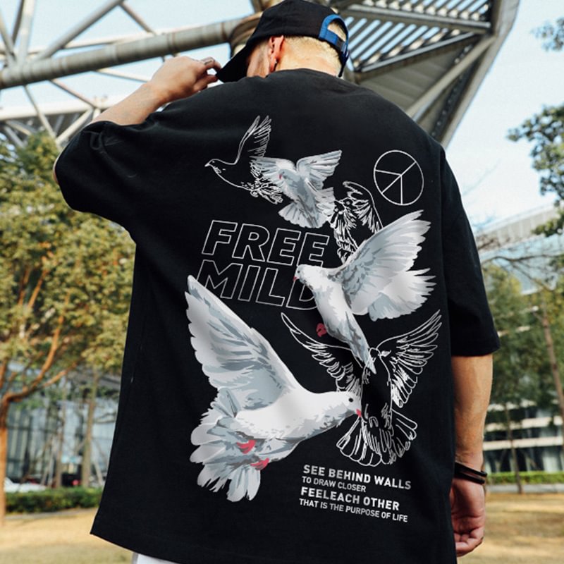 Hip Hop Trend Dove Of Peace T-Shirt / Techwear Club / Techwear
