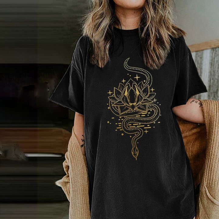  Snake and flower print t-shirt designer - Neojana