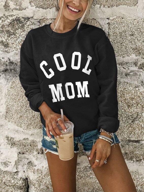 Printing Letter Pattern Long Sleeve Round Neck Sweater