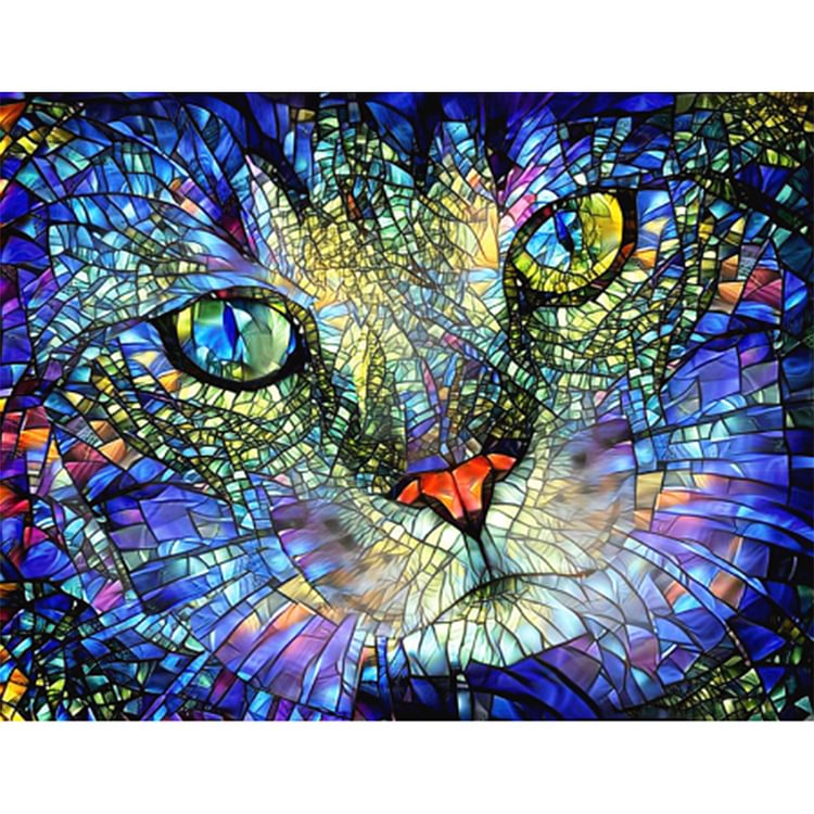 Psychedelic Cat - Square Drill Diamond Painting - 40*30CM