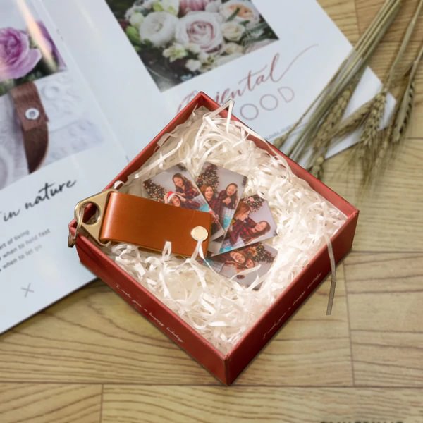 Personalized Photo Album Keychain Custom 3 Photos Leather Keychain for ...