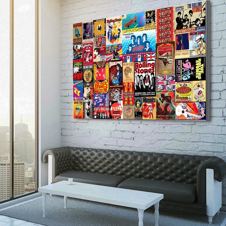 The Rolling Stones Album Covers Collage Canvas Wall Art