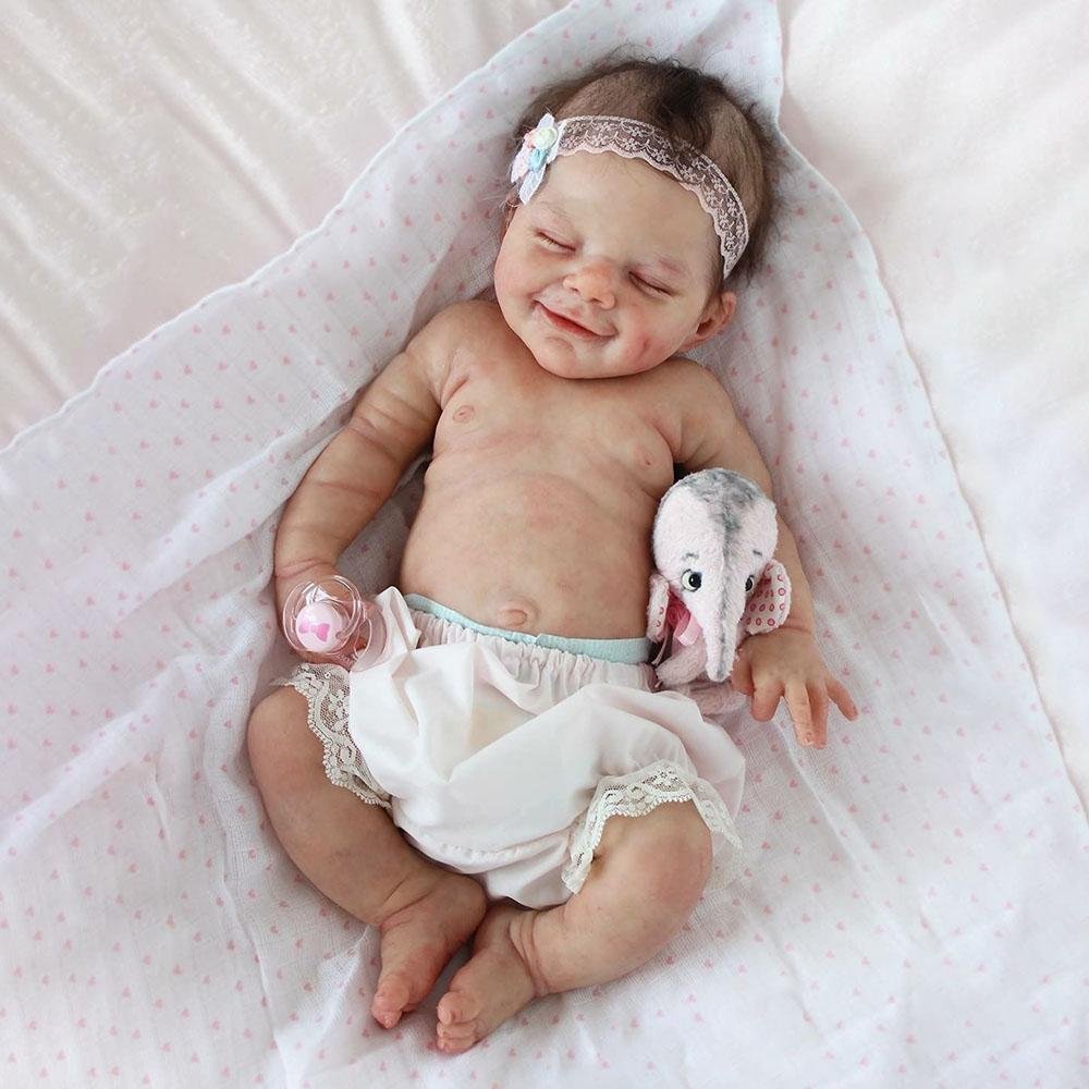 20 inches Amiyah Truly Reborn Silicone Look Real Sleeping Girl Toddler Baby Doll with "Heartbeat" and Coos -Creativegiftss® - [product_tag]