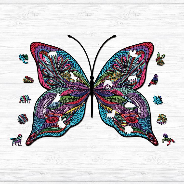 Patterned Butterfly Wooden Jigsaw Puzzle