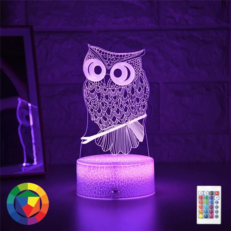 Owl Light 3D Owl Lamp Illusion Lamp, 7 Color Changing Touch Table Desk LED Night Light Kids Gifts Home Decoration、14413221362536236236、sdecorshop