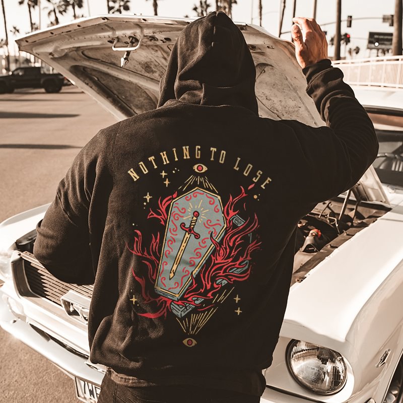 UPRANDY Nothing To Lose Coffin Printed Casual Men's Hoodie -  UPRANDY