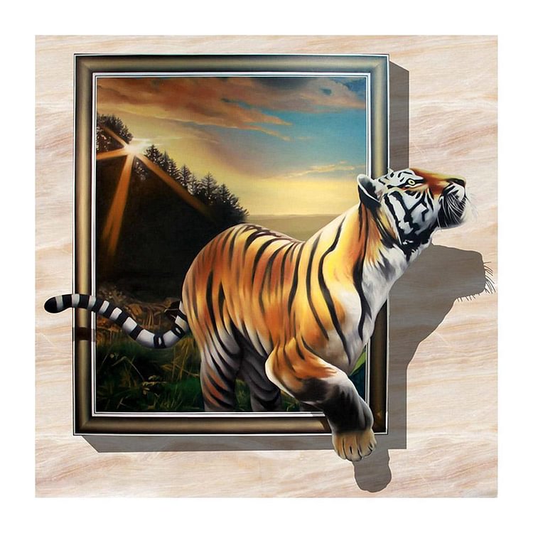 Running Tiger - Diamant rond complet - 30x30cm