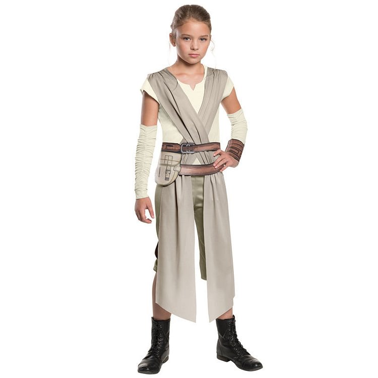 Mayoulove Star Wars The Force Awakens Rey Girl Cosplay Costume Kids Halloween Fancy Bodysuit Set-Mayoulove