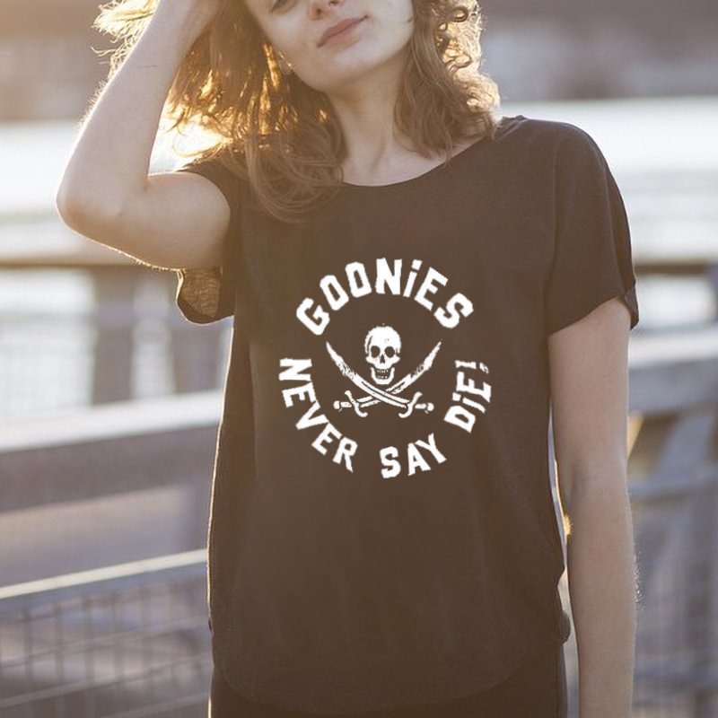 Goonies never say die printed loose T-shirt designer - Krazyskull