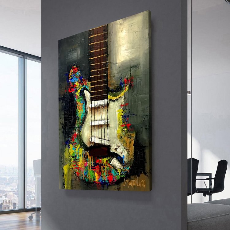 Jimi Hendrix Guitar Art Features Canvas Wall Art