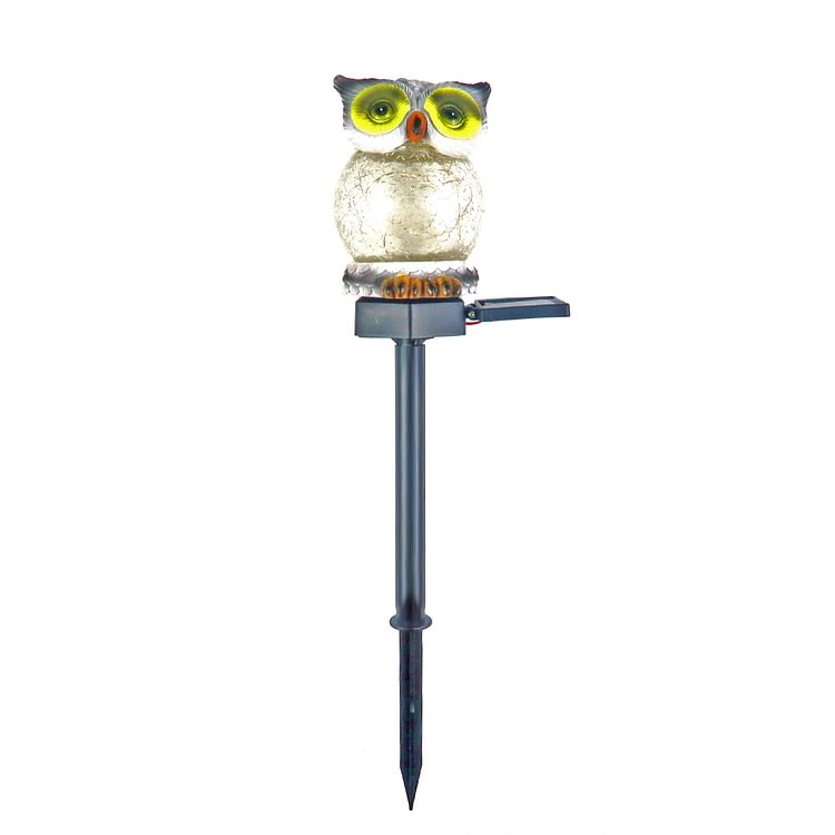 Outdoor Waterproof Garden Owl Crackle Glass Starry Ground Plug Light (Gray)