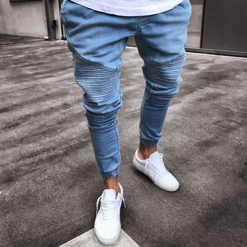 Fashion solid color men's slim jeans - Krazyskull