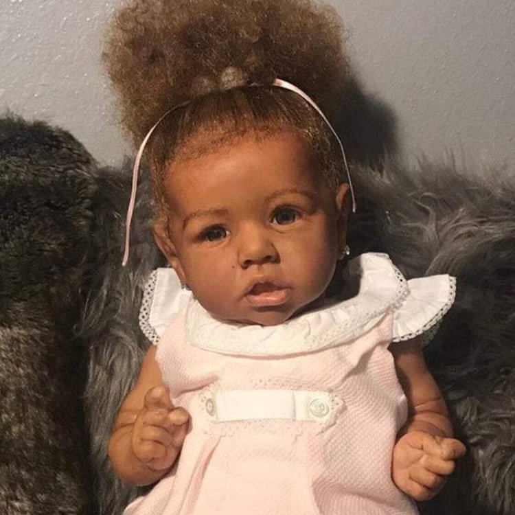  [Kids Gifts 2022 Deals] 20'' Letitia Newborn Black Reborn Baby Doll Girl, Lifelike Soft Toddler Silicone Doll Gift - Reborndollsshop.com-Reborndollsshop®