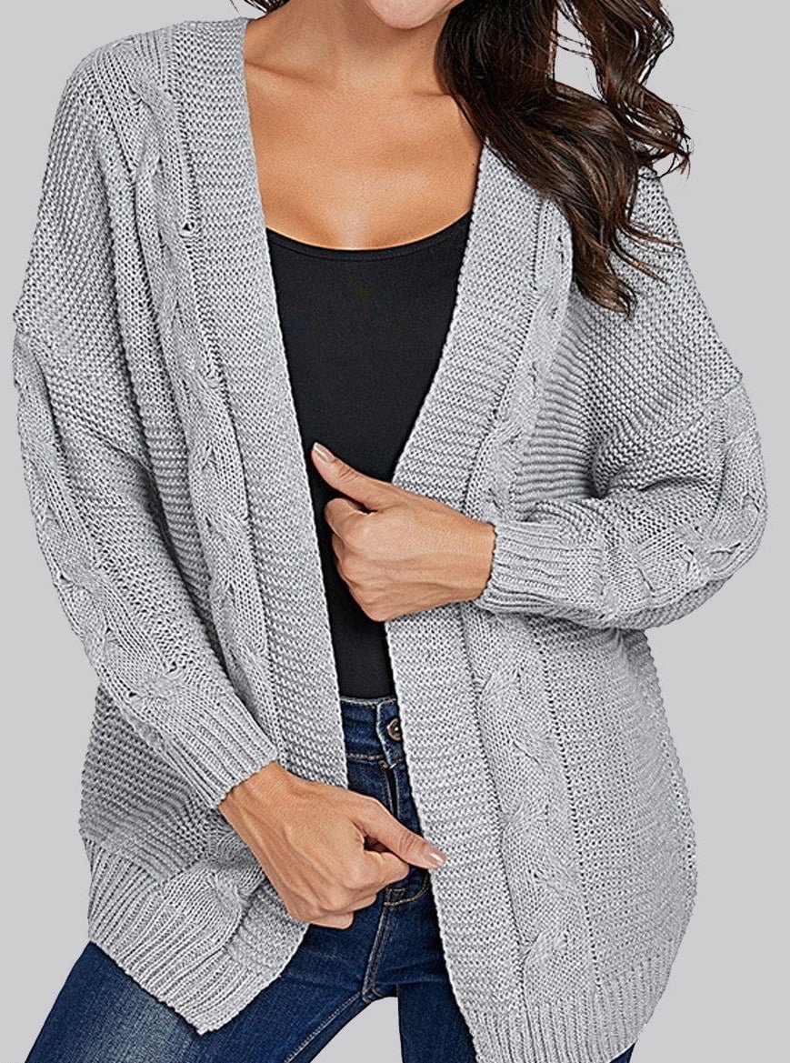 Casual Solid Color Long-Sleeved Cardigan-Corachic