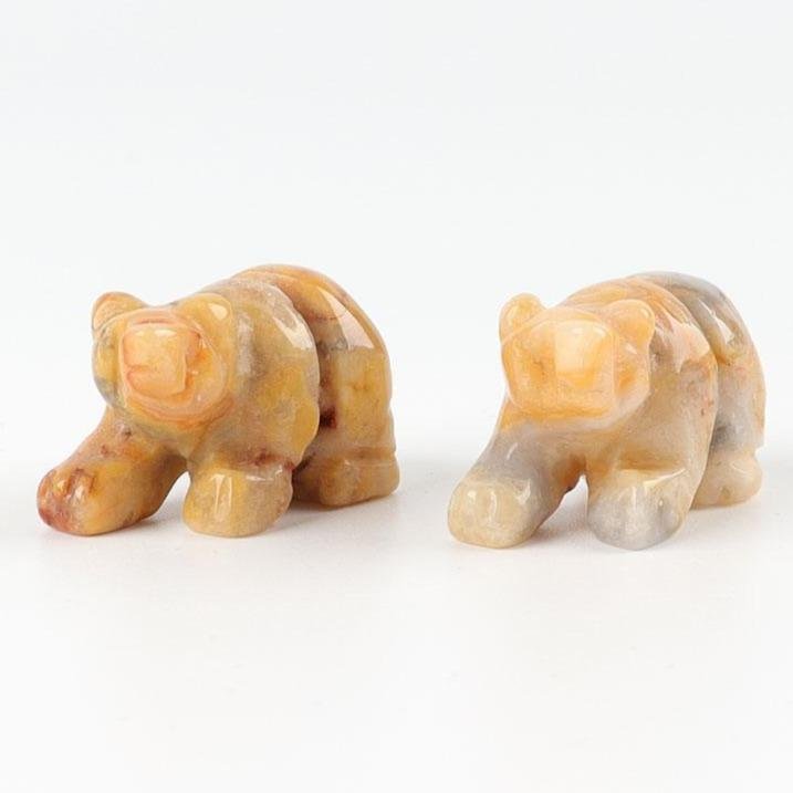Mini Crazy Agate Bear Carvings Animal Bulk Crystal wholesale suppliers
