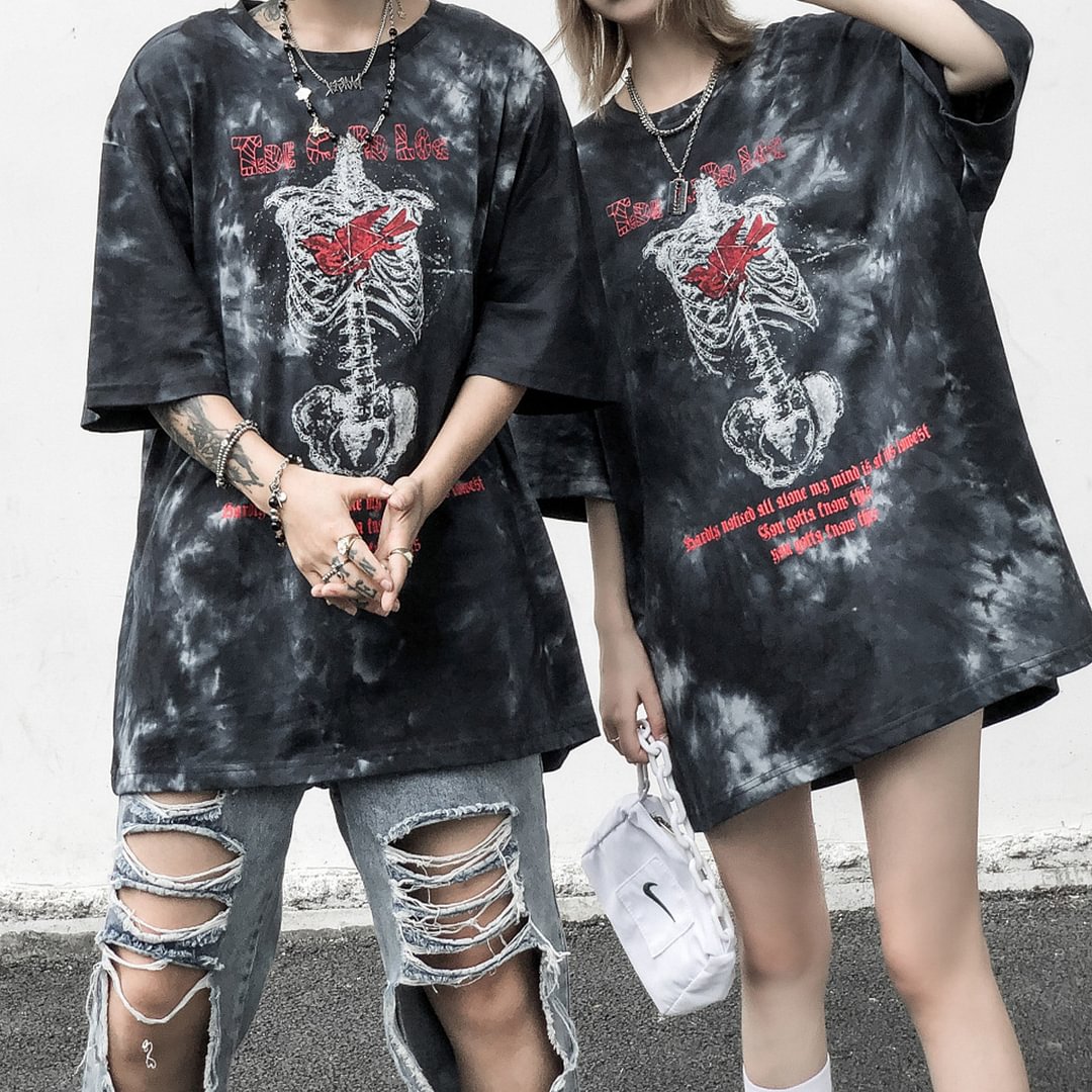 Dark & Cold Ruffian Handsome Abifeng Bone Print T-shirt / Techwear Club / Techwear