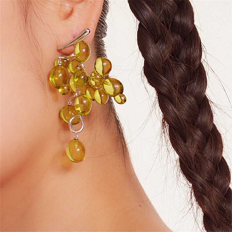 Spring Green Grape Fruit Eardrop S925 Earrings