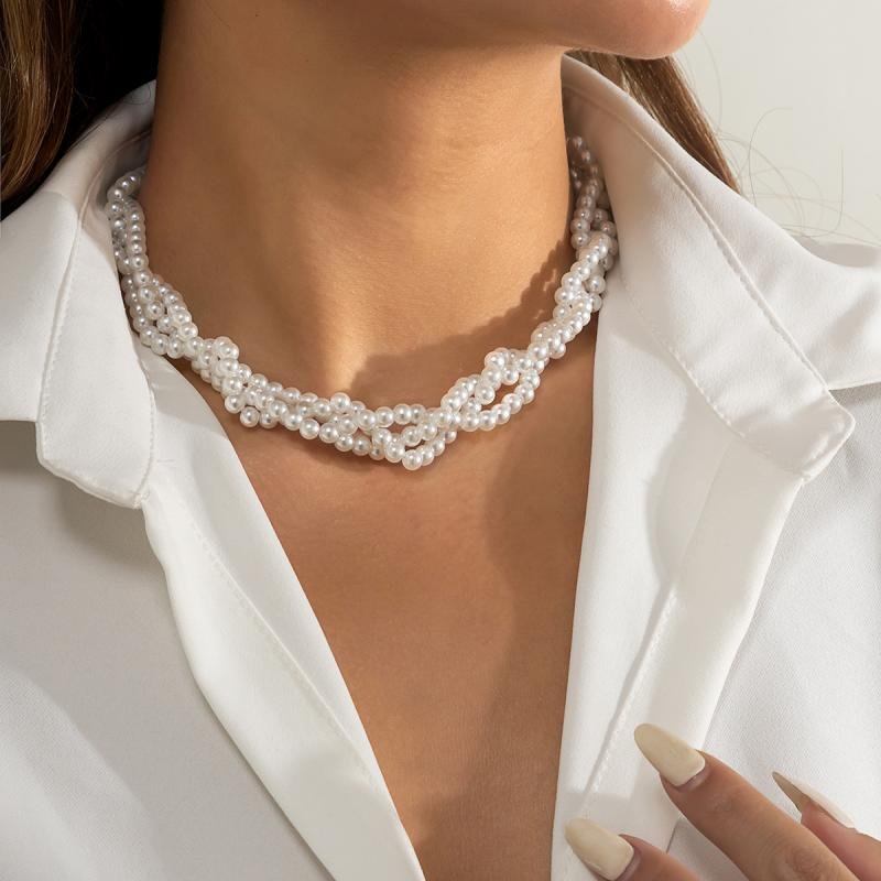 Pearl Choker Elegant Multilayer Party Wedding Necklace Jewelry-VESSFUL
