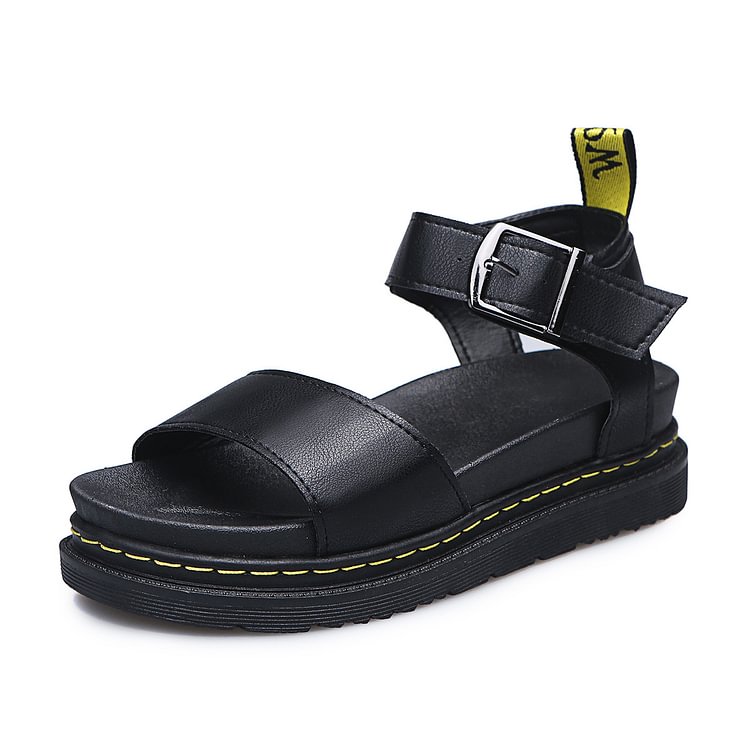 Women's Summer Platform Sandal One Word with Platform Sandals Buckle Open Toe Beach Shoes