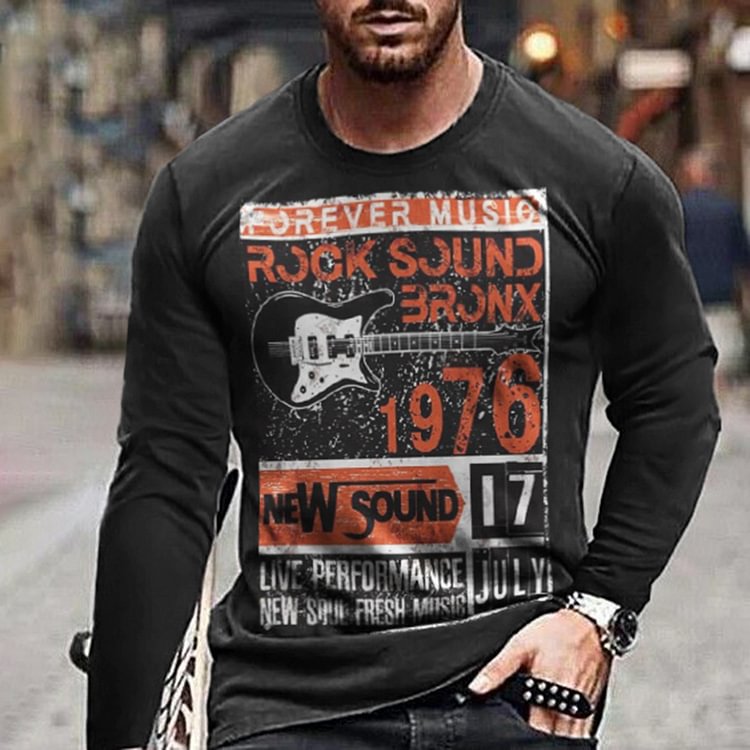 BrosWear 1976 Rock Guitar Long Sleeve T-Shirt