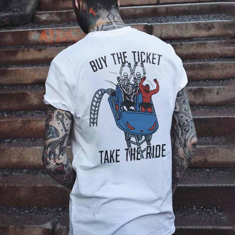 Cloeinc   Buy The Ticket Take The Ride Roller Coaster Print T-shirt - Cloeinc