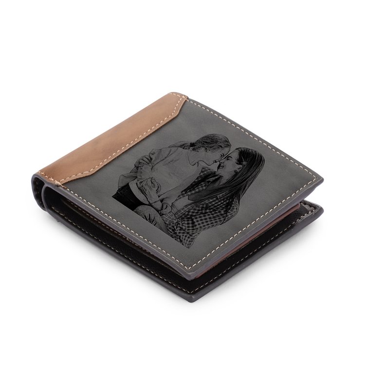 Photo Engraved Wallet Leather Short Wallet