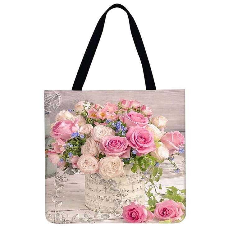 Pink Flowers - Diamond Painting Linen Handbag - 40*40CM