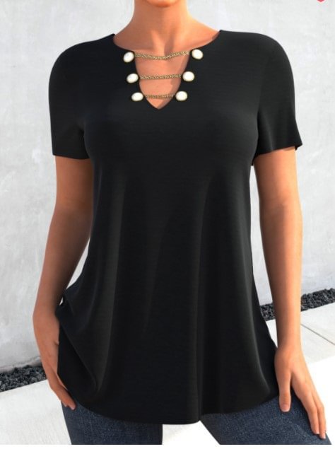 Women's Casual Short Sleeve Loose Round Neck T-shirt