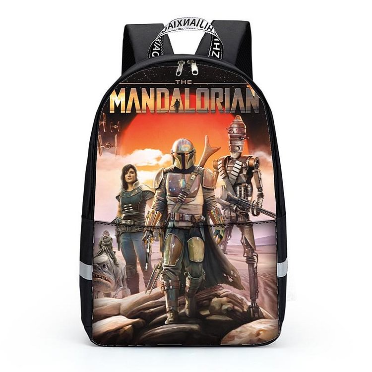 Mayoulove The Mandalorian 3D School Bag Backpack With Lunch bag Pencil Case Three-piece Set-Mayoulove