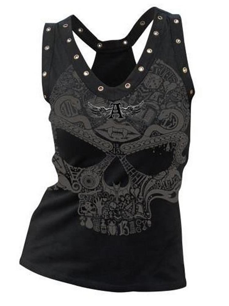 Skull print casual camisole-Mayoulove