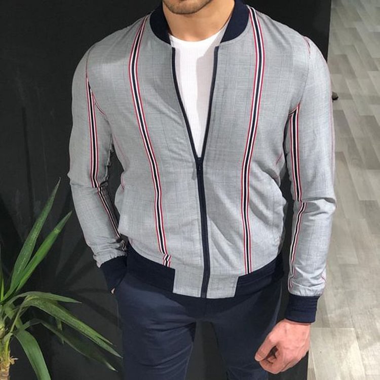 BrosWear Colored Striped Long Sleeve Jacket
