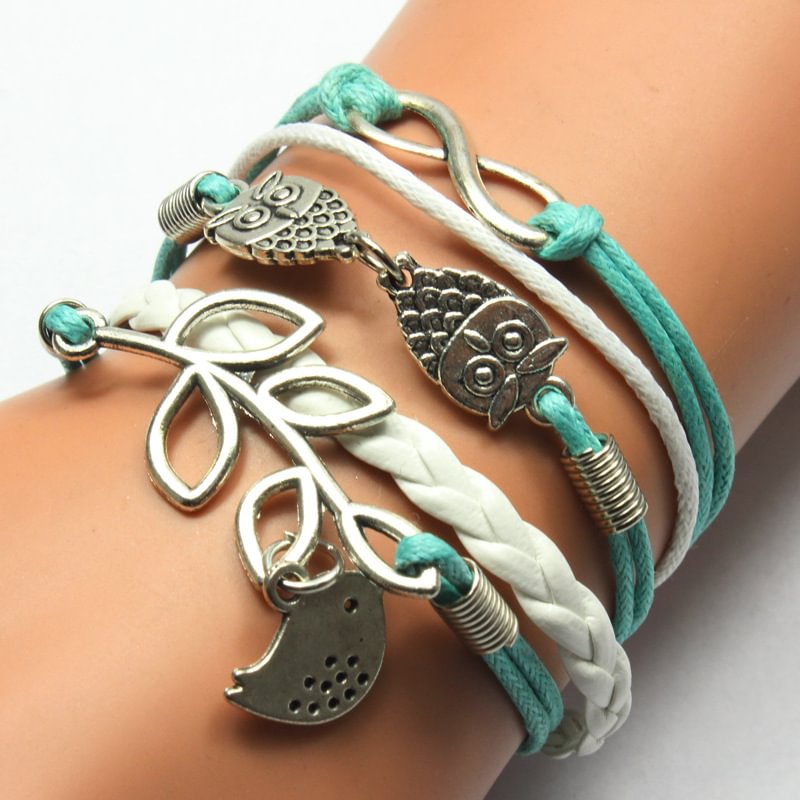 Minnieskull Ethnic owl patterns multilayer vintage bracelets - Minnieskull