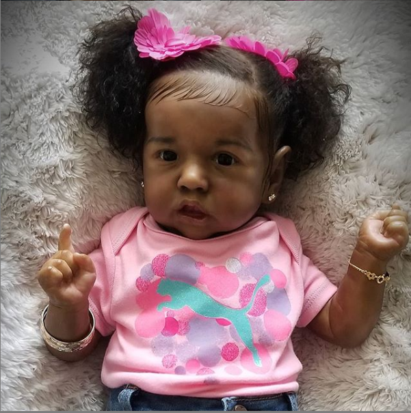  [Hand Painted Art Doll] Black Silicone 20'' So Real African American Reborn Saskia Toddler Baby Doll Girl Jean - Reborndollsshop.com®-Reborndollsshop®