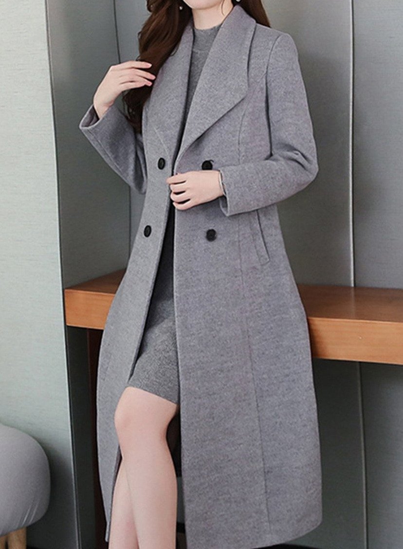 Women'S Wool Coat Lapel Super Long Coat-Corachic