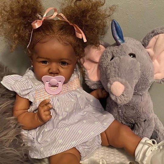 African American 20'' Handmade Vivienne Weighted Black Silicone Reborn Toddlers Baby Doll Girl 2022 -Creativegiftss® - [product_tag]