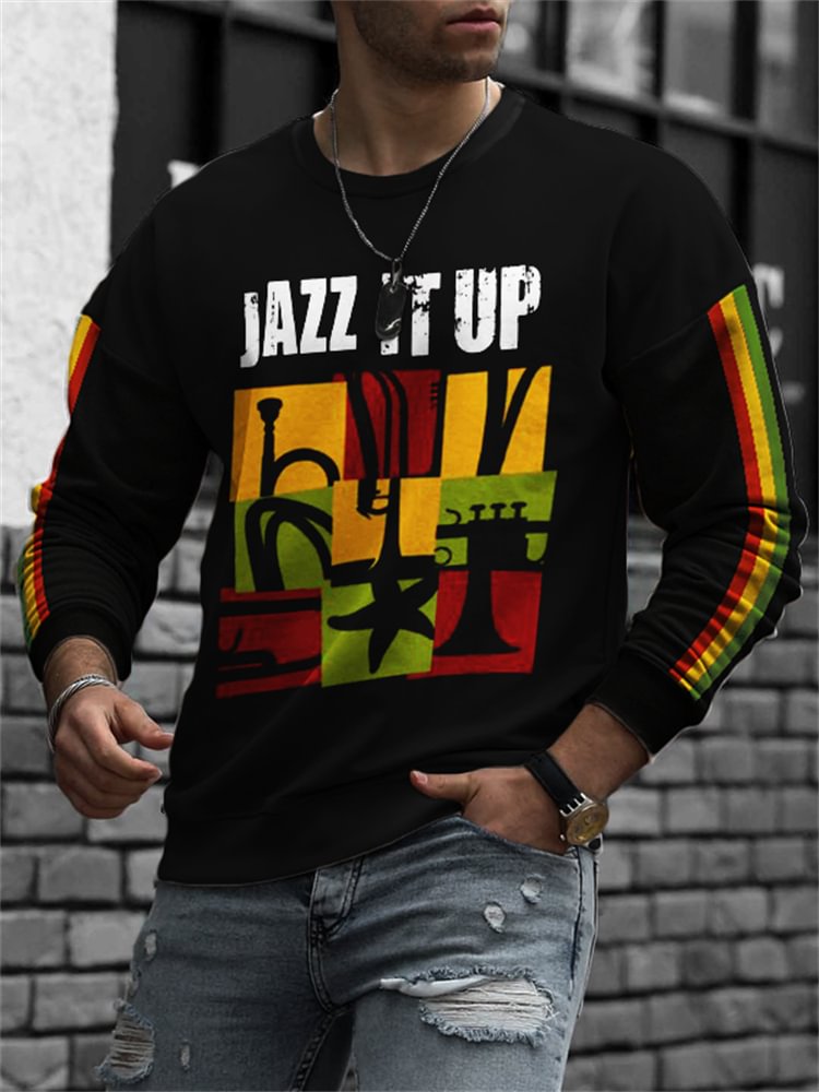 BrosWear Men's Jazz It Up Colorblock Graphic Sweatshirt