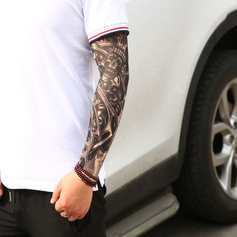 Street Tattoo Arm Sleeves Sun UV Protection Arm Cover Seamless Outdoor Basketball Riding Sunscreen Arm Sleeves For Men W / Techwear Club / Techwear