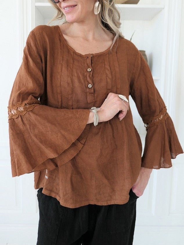 Flare Sleeve Casual Women Blouse