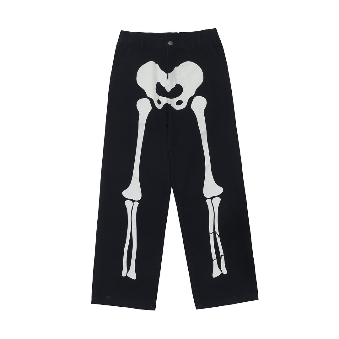 Straight-leg Skull-print Zip-up Pants / Techwear Club / Techwear