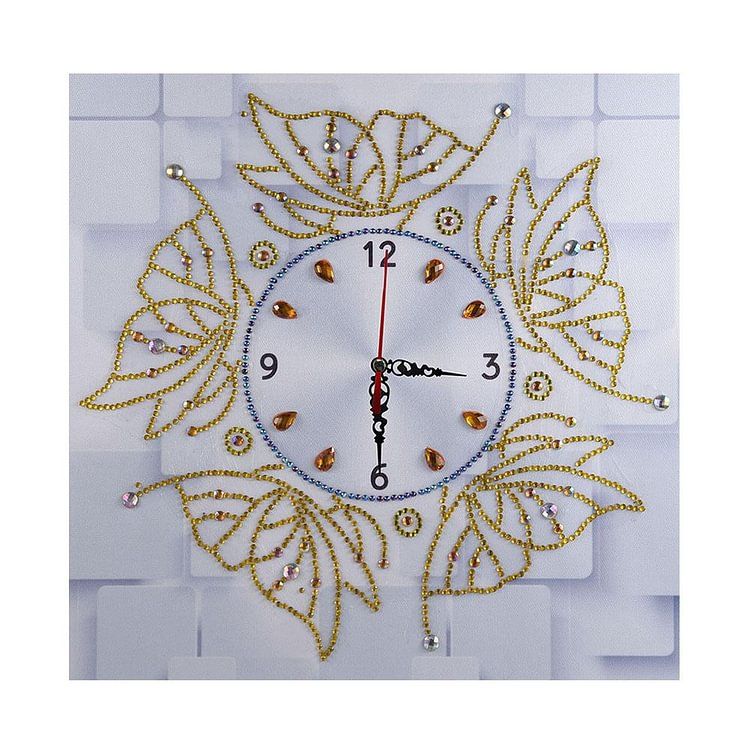 Gold Butterfly Clock Special Drill Diamond Painting 35X35CM(Canvas)-gbfke