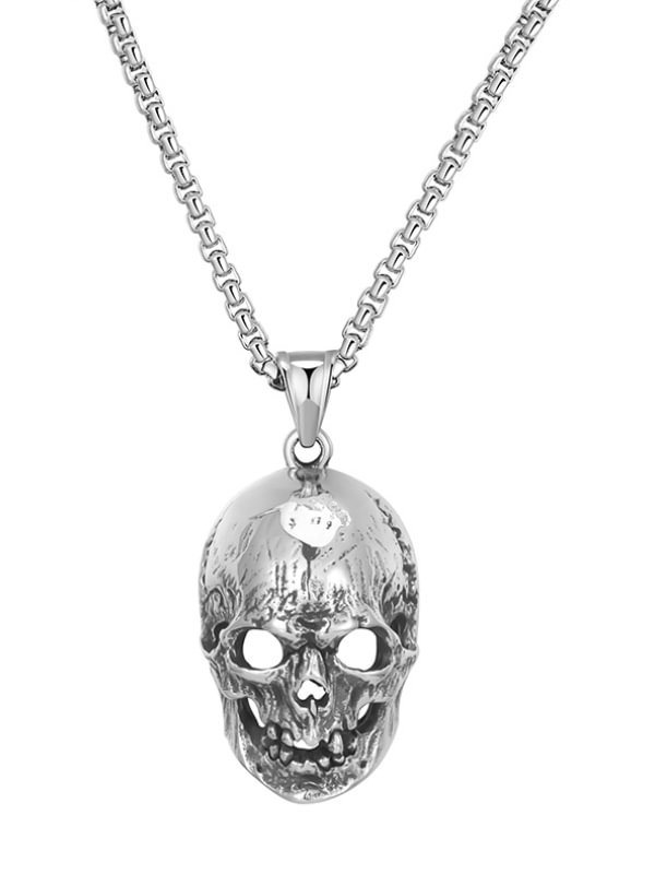 Goth Fashion Skull-print Necklace For Men