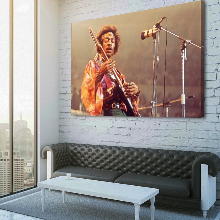Jimi Hendrix on the stage Canvas Wall Art