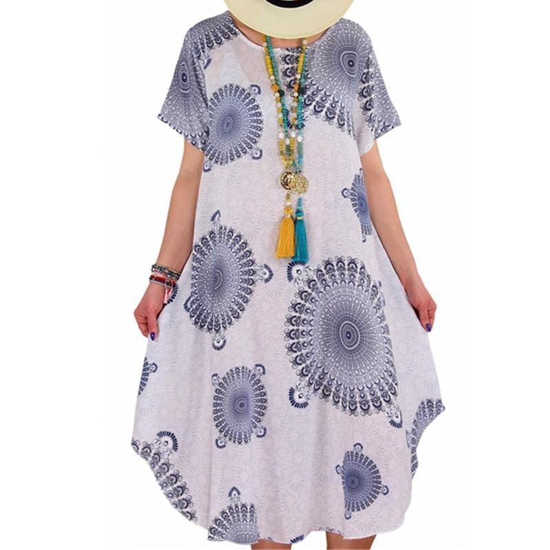 Irregular Dot Print Women's Short Sleeve Dress-Corachic