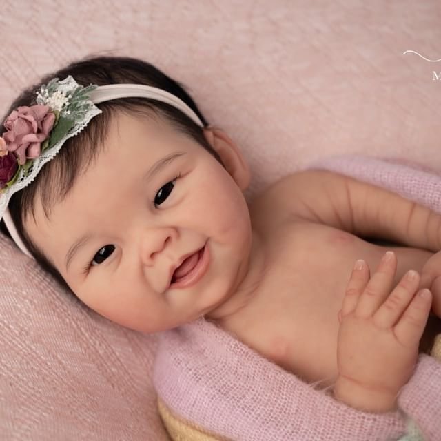  20'' Touch Real Weighted Baby Silicone Vinyl Reborn Awake Smile Toddlers Baby Girl Doll Named Therese - Reborndollsshop.com-Reborndollsshop®