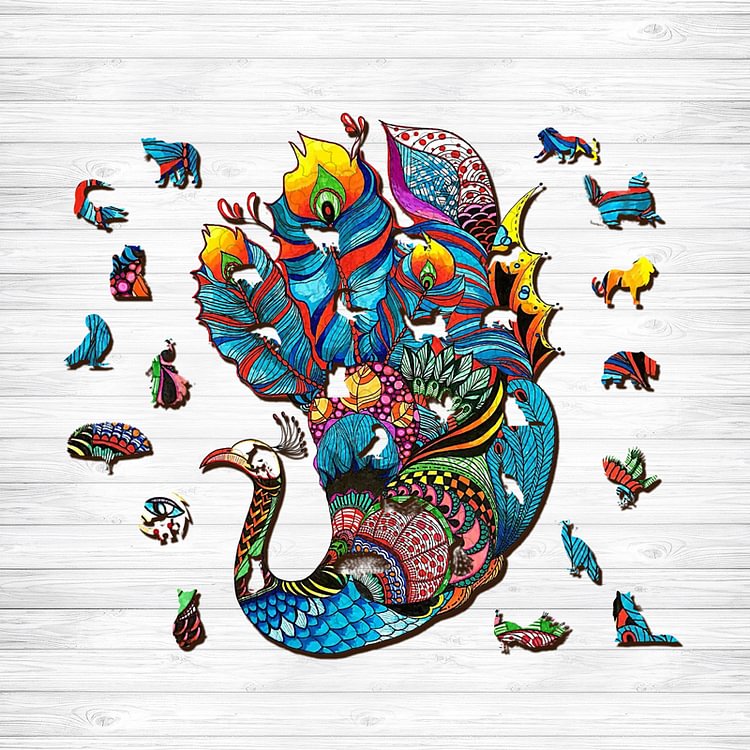 Peacock Art Wooden Jigsaw Puzzle