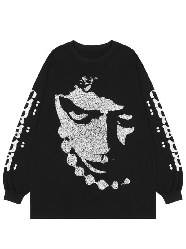 Dark Street Fashion Graphic Printed Loose Sweatshirt