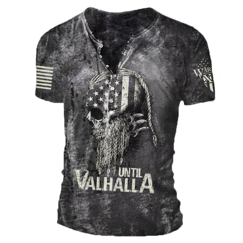 Men's UNTIL VALHALLA print outdoor combat T-shirt / [viawink] /