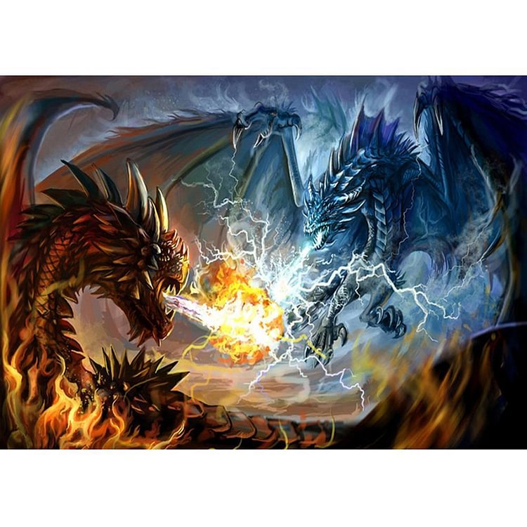 Dragons Duel - Full Square Drill Diamond Painting - 30x40cm(Canvas)