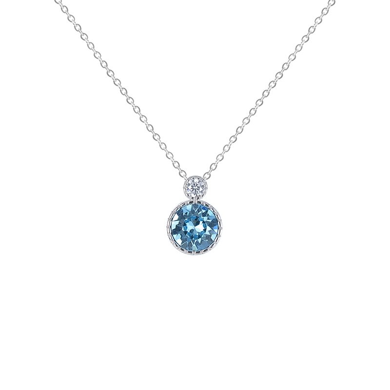 Silver Heart of the Sea Blue Crystal Necklace